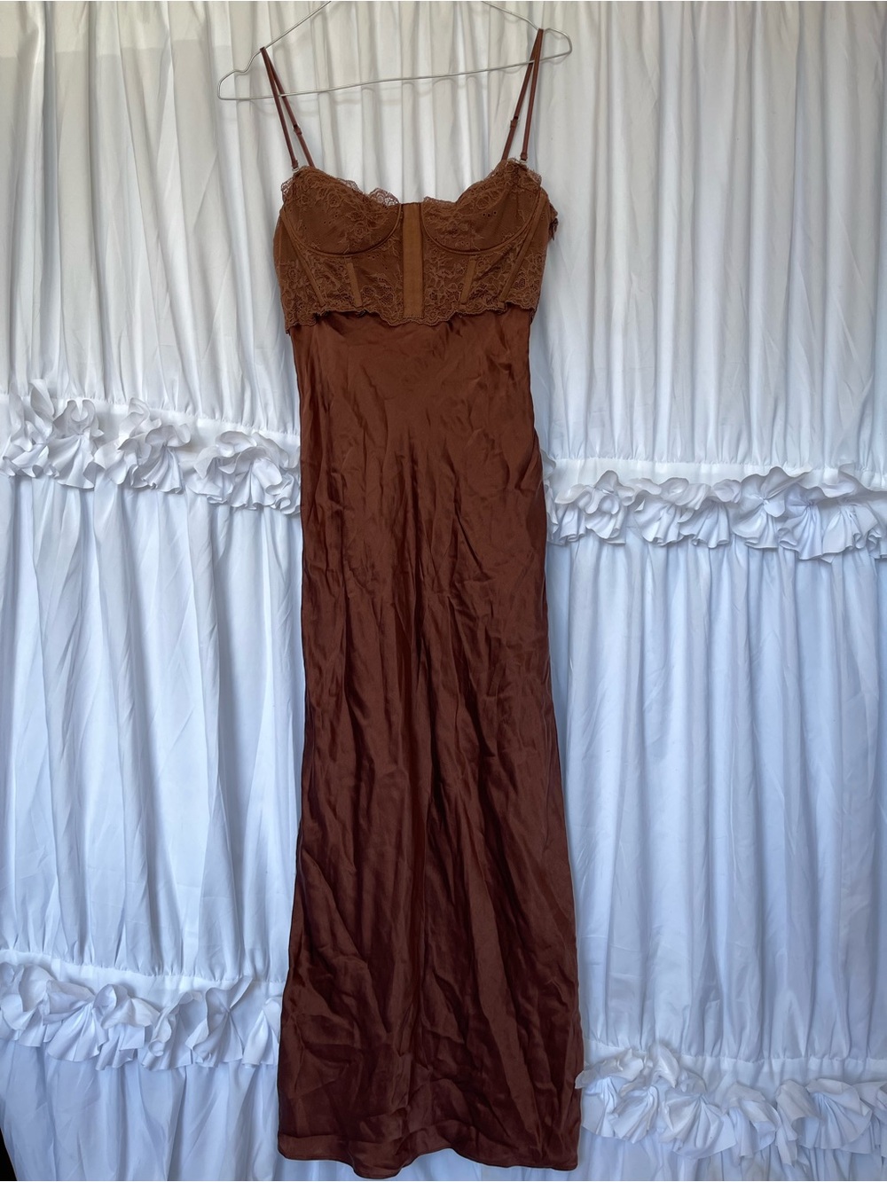 Cami NYC Brown Lace-Trim Slip Dress